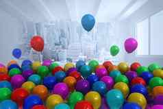 色彩鲜艳的气球房间城市场景