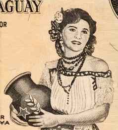 巴拉圭女人持有壶