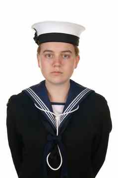 女水手海军孤立的白色