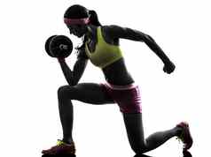 女人身体构建器重量培训轮廓