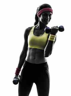 女人锻炼健身锻炼重量培训轮廓