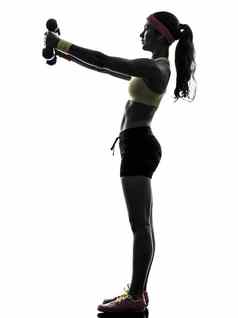 女人锻炼健身锻炼重量培训轮廓