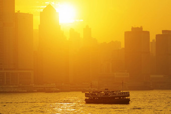 美丽的香港城市景观日落在香港香港