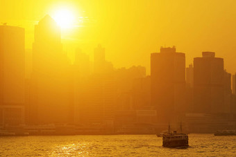 美丽的香港城市景观日落在香港香港