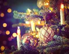 圣诞节树装饰装饰物花环蜡烛