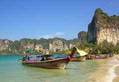 传统的泰国船莱利海滩甲米泰国