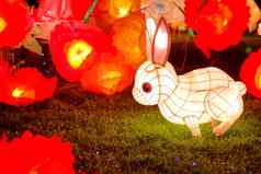 兔子灯笼中国人中期秋天节日