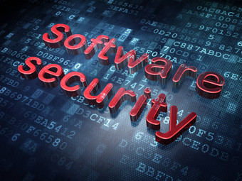 安全概念红色的软件安全数字背景