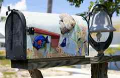 有趣的艺术邮件盒子热带鱼装饰