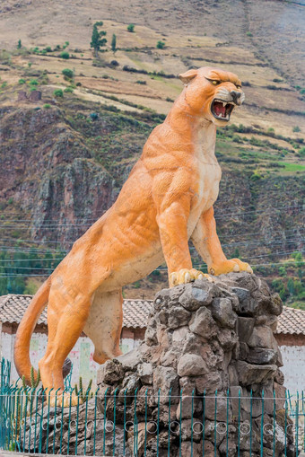 彪马雕像calca秘鲁安第斯山脉库斯科秘鲁