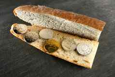 欧元面包三明治菜单概念