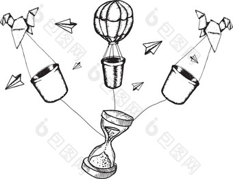 热空气气球沙漏涂鸦