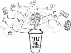 网络概念涂鸦咖啡杯