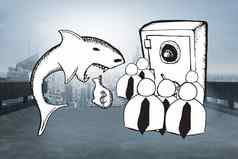 复合图像贷款鲨鱼金融涂鸦