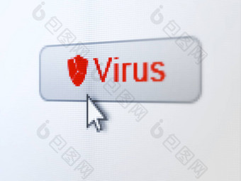 隐私概念病毒破碎的盾数字按钮背景