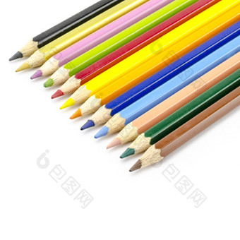 颜色铅笔孤立的白色