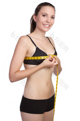 女人测量胸部