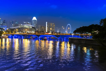 视图<strong>新加坡</strong>河散步路桥<strong>新加坡</strong>摩天观景轮