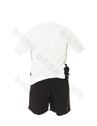 白色<strong>足球</strong>衬衫黑色的短裤