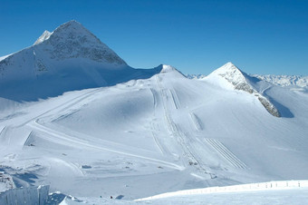 滑雪山坡上hintertux冰川