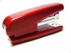 红色的订书机孤立的白色背景