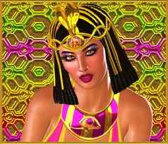 关闭埃及女人黄金粉红色的盯着