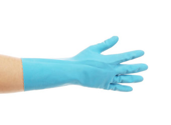蓝色的乳胶手套手