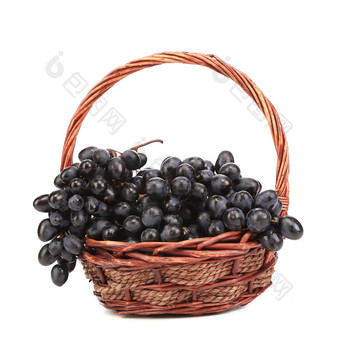 黑色的成熟的甜蜜的葡萄篮子