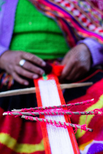 传统的手编织安第<strong>斯</strong>山脉山秘鲁