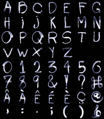 光绘画完整的字母特殊的字符