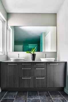 现代浴室软绿色柔和的颜色