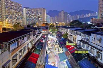 当地的市场狮子岩石山在香港香港显示在香港