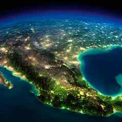 晚上地球一块北美国墨西哥