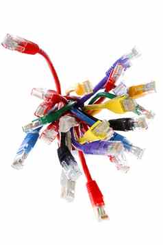 群色彩斑斓的电缆