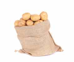 成熟的土豆粗麻布袋