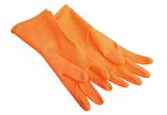 橙色橡胶手套