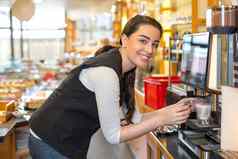 女服务员咖啡馆餐厅咖啡机