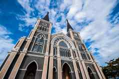 哥特教堂chantaburi泰国蓝色的天空