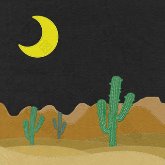 仙人掌沙漠针风格织物背景