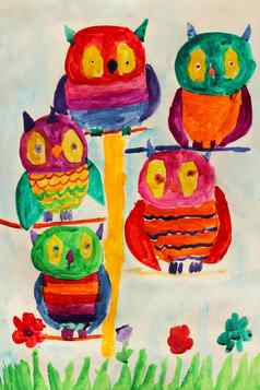 孩子们的画不错的仙女猫头鹰