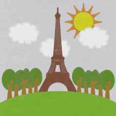 埃菲尔铁塔塔巴黎法国针风格织物背景