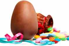 复活节巧克力蛋糖果光背景