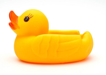 可爱的黄色的橡胶鸭孤立的白色背景