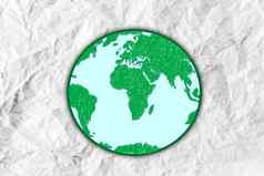 全球地球图标主题的想法设计皱巴巴的纸