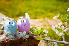 夫妇鸡蛋快乐复活节