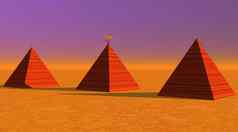 红色的有条纹的金字塔沙漠