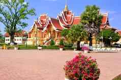 寺庙克鲁特銮复杂的万象老挝