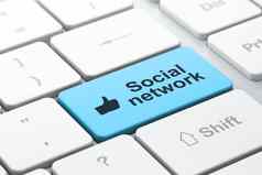 社会媒体概念拇指社会网络电脑键盘背景
