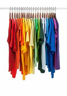 颜色彩虹衬衫木衣架