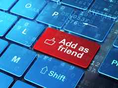 社会媒体概念拇指添加朋友电脑键盘背景